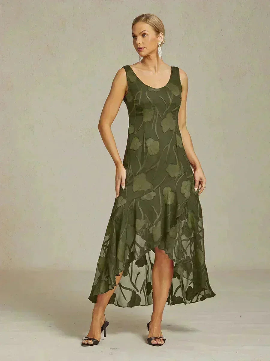 Floral Chiffon Sleeveless Gown