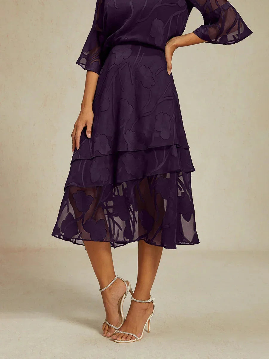 Floral Chiffon Midi Skirt