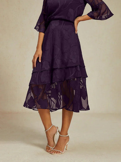 Floral Chiffon Midi Skirt