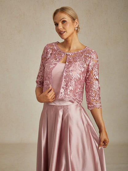 Floral Embroidered Lace Jacket With Scallop Detail