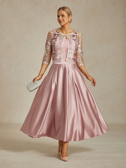 Floral Embroidered Lace Jacket with Rhinestone Button