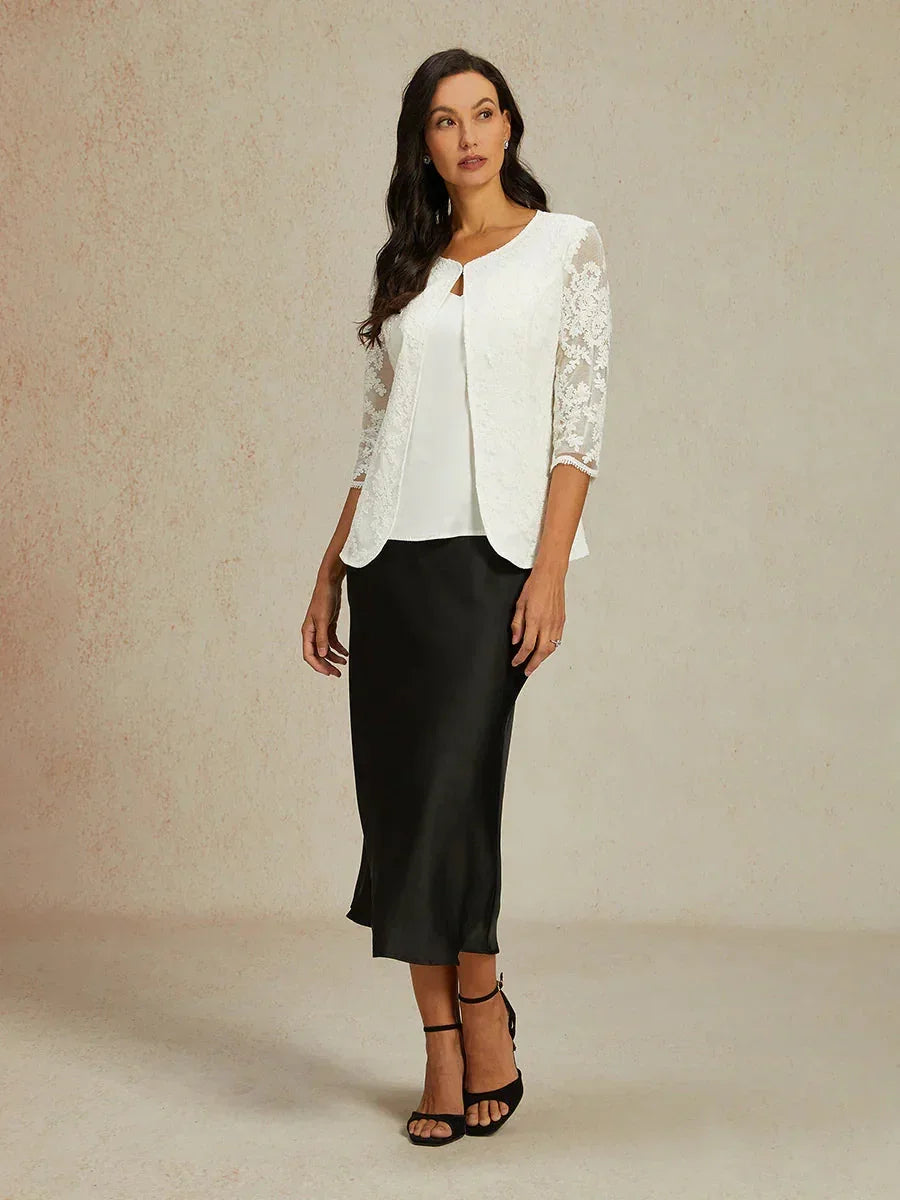 Floral Embroidered Lace Open Jacket
