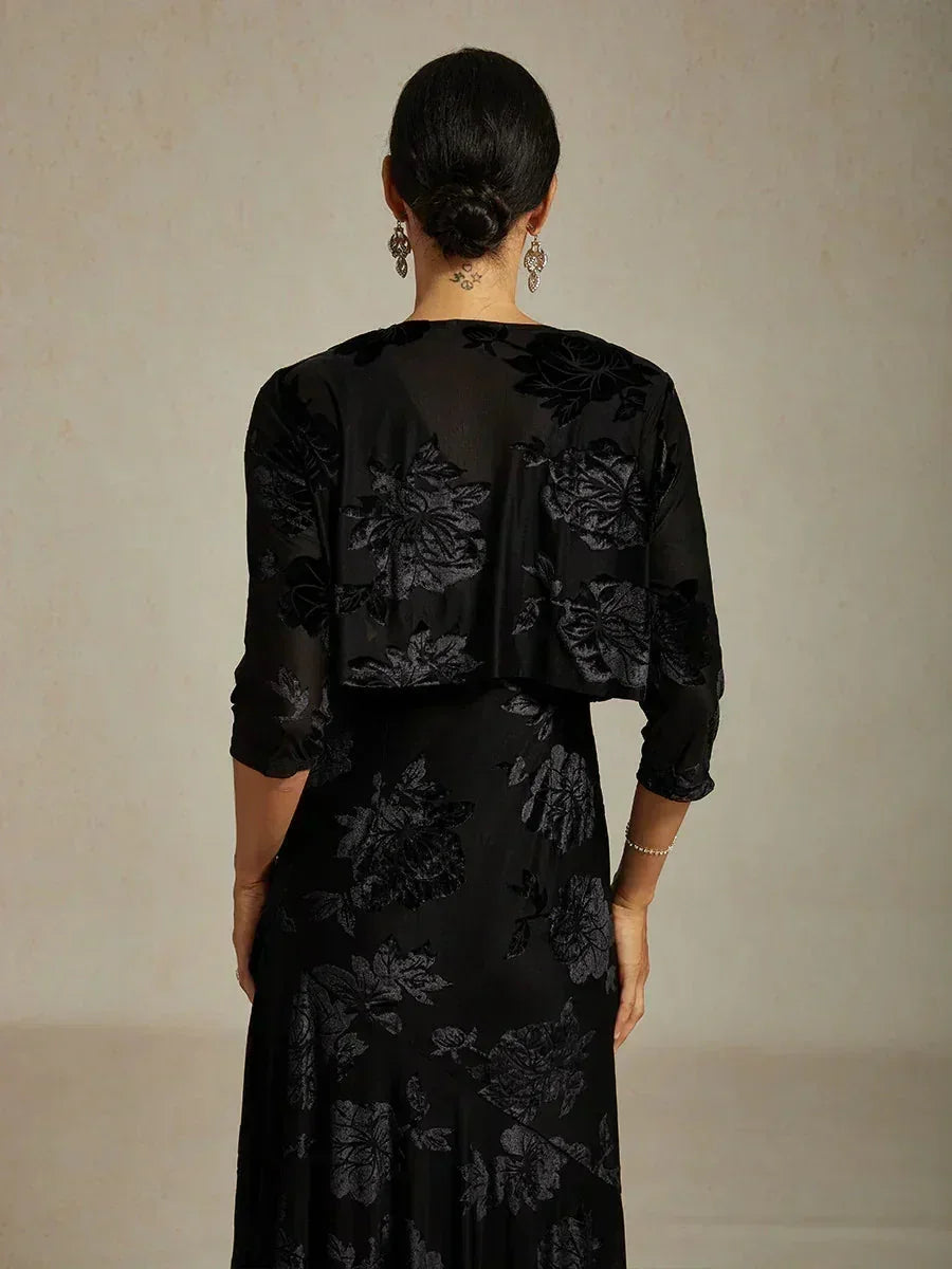 Floral Stretch 3/4 Sleeve Shrug