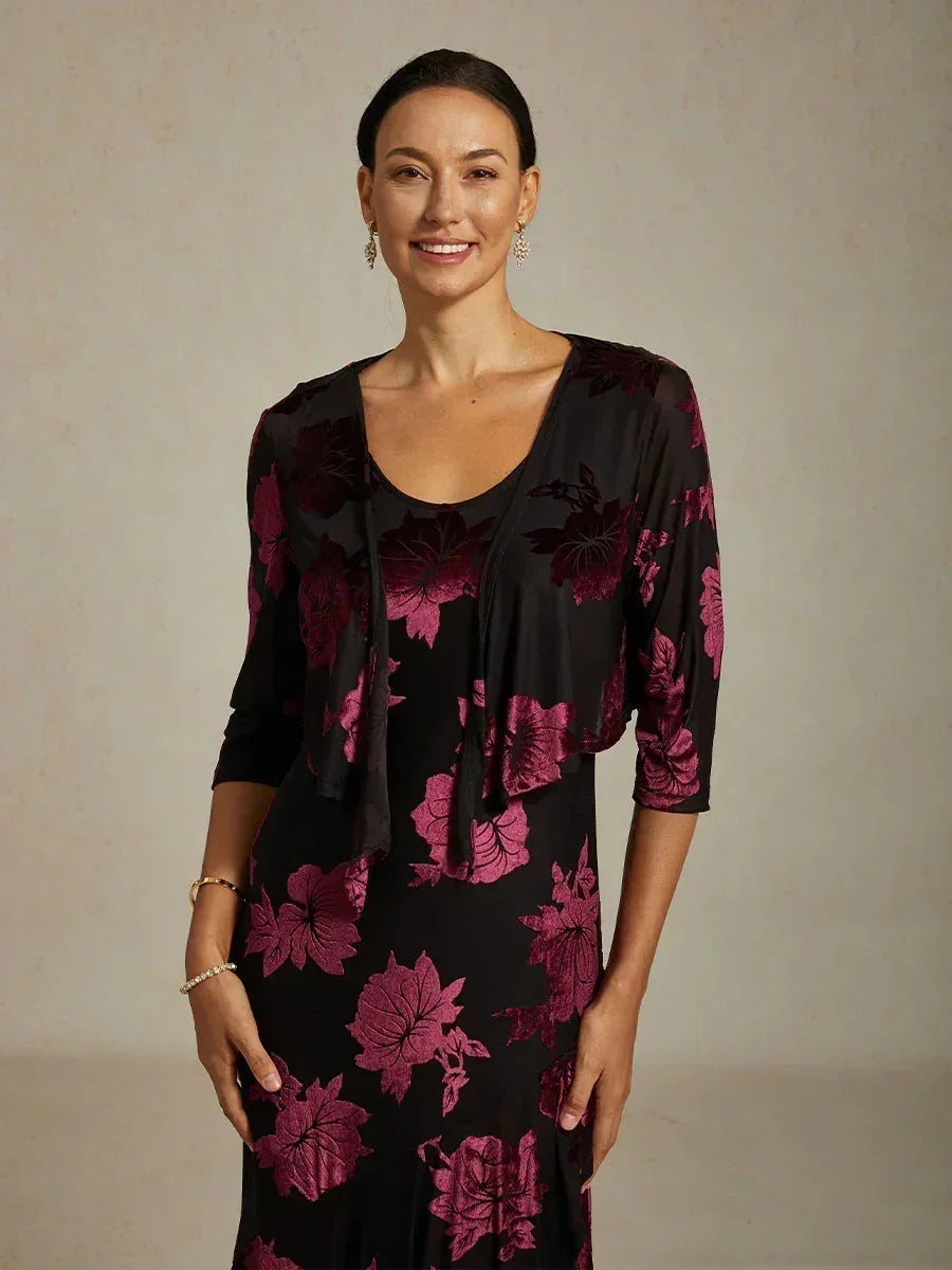 Floral Stretch3/4 Sleeve Shrug