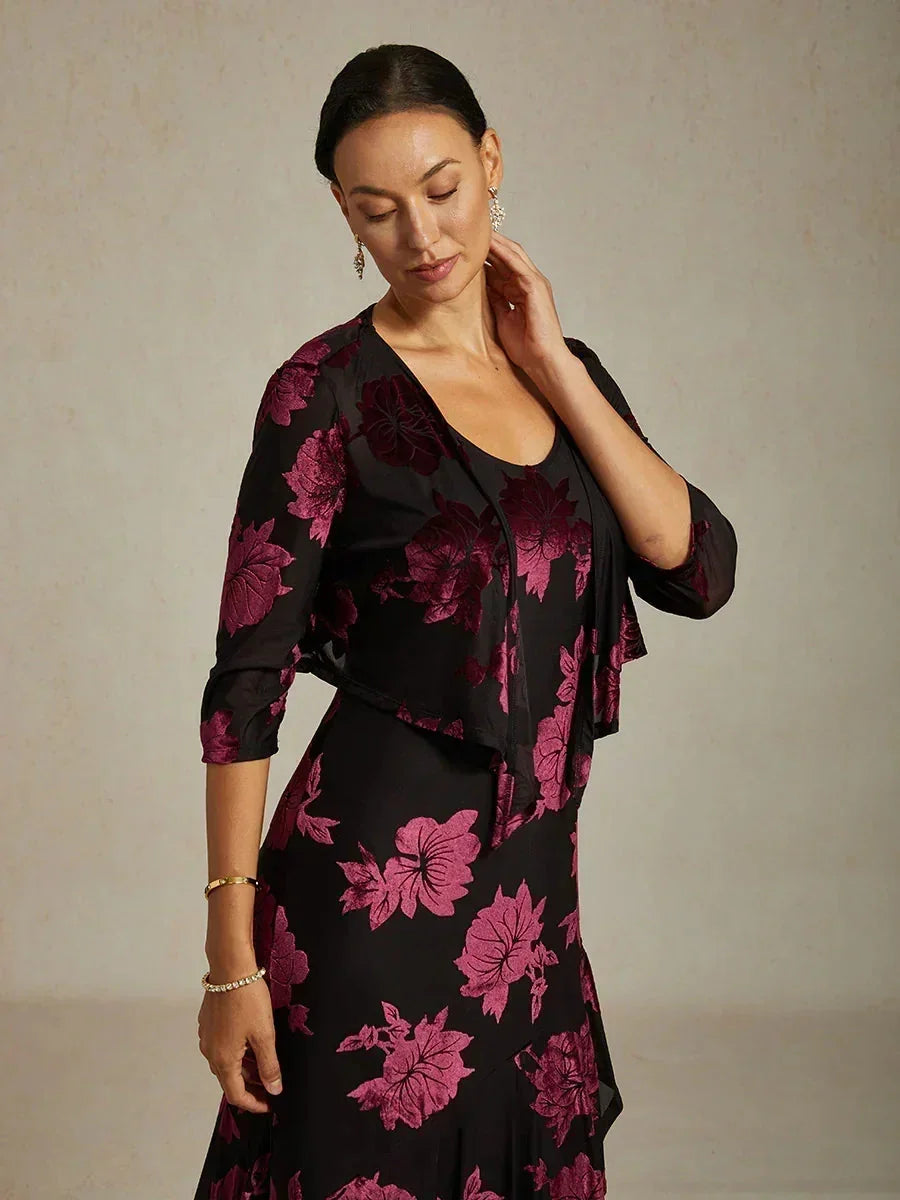Floral Stretch3/4 Sleeve Shrug