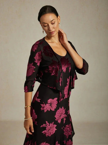 Floral Stretch3/4 Sleeve Shrug
