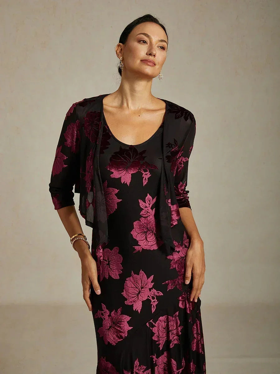 Floral Stretch3/4 Sleeve Shrug