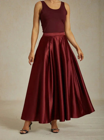 Formal Satin A-Line Ballgown Skirt with Pockets