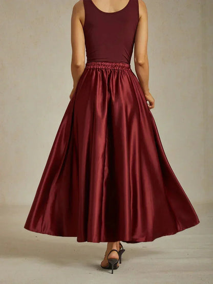 Formal Satin A-Line Ballgown Skirt with Pockets
