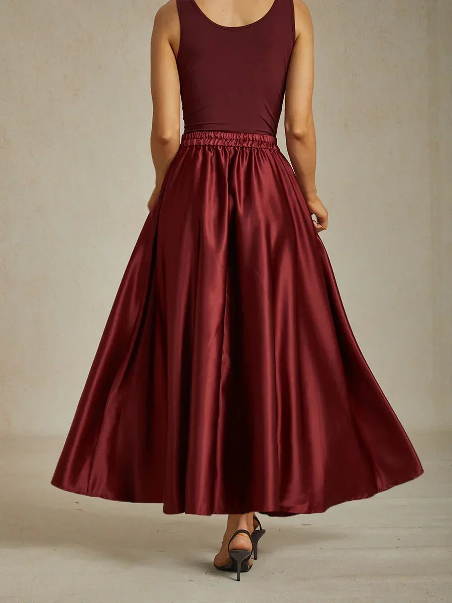 Formal Satin A-Line Ballgown Skirt with Pockets
