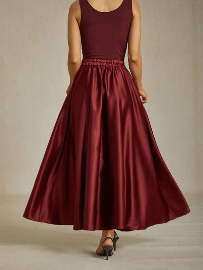 Formal Satin A-Line Ballgown Skirt with Pockets