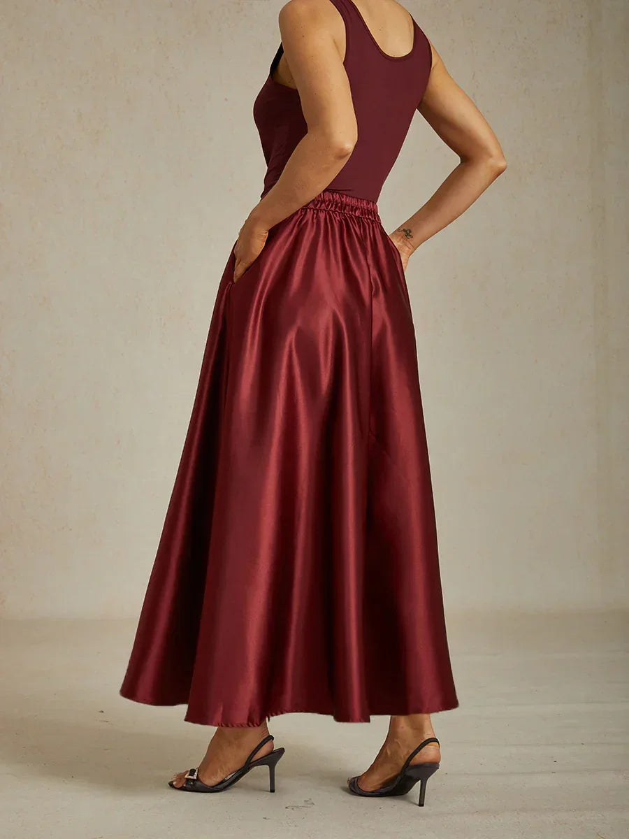 Formal Satin A-Line Ballgown Skirt with Pockets