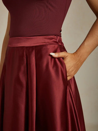 Formal Satin A-Line Ballgown Skirt with Pockets