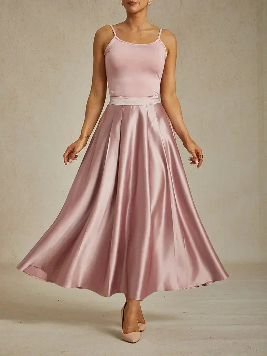 Formal Satin A-Line Ballgown Skirt with Pockets