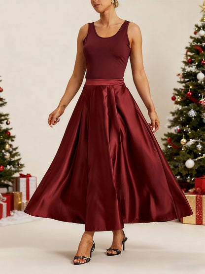 Formal Satin A-Line Ballgown Skirt with Pockets