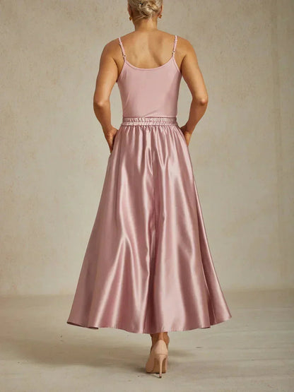 Formal Satin A-Line Ballgown Skirt with Pockets