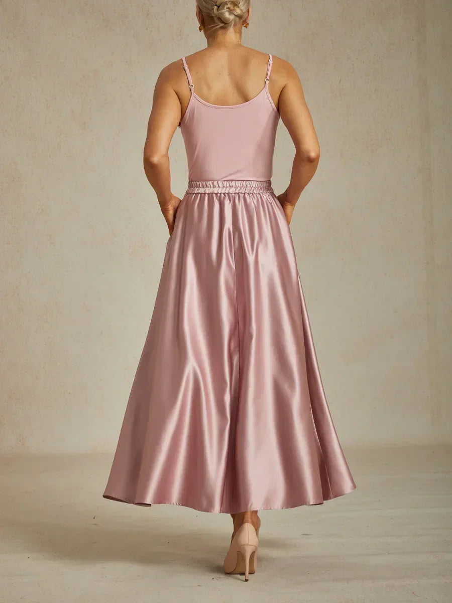 Formal Satin A-Line Ballgown Skirt with Pockets