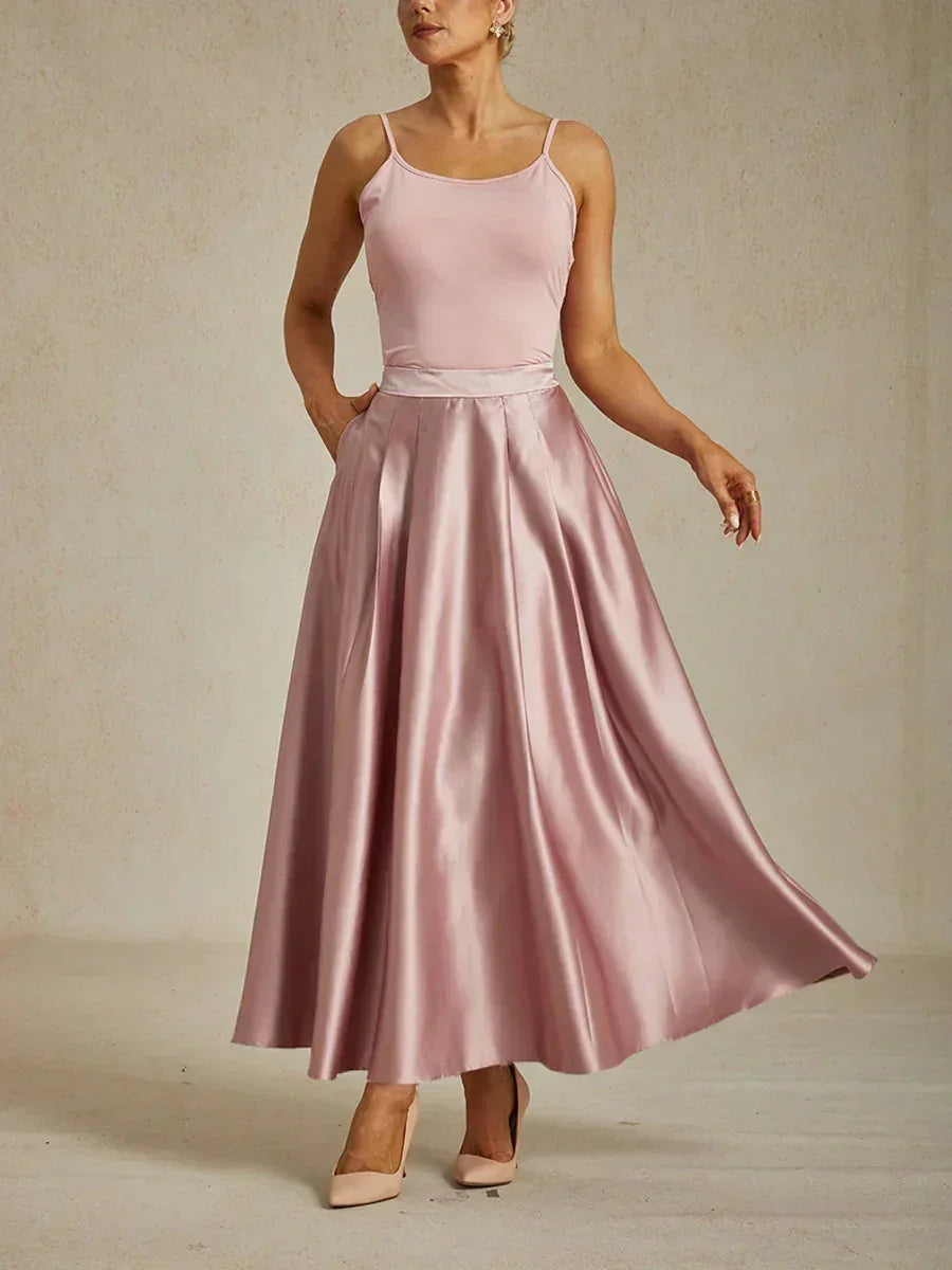 Formal Satin A-Line Ballgown Skirt with Pockets