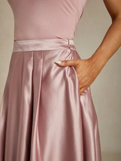 Formal Satin A-Line Ballgown Skirt with Pockets