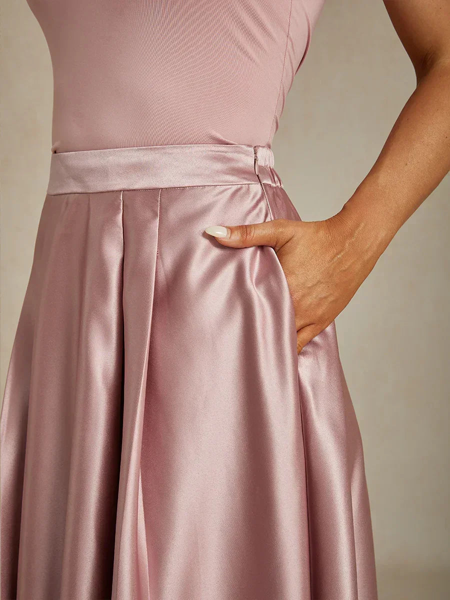 Formal Satin A-Line Ballgown Skirt with Pockets