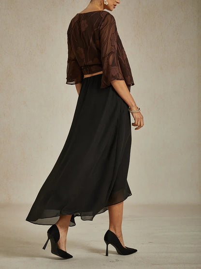 High-Low Overlay Chiffon Skirt with Lining