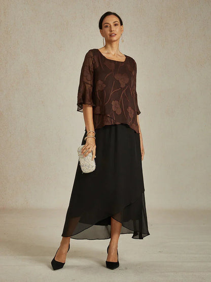 High-Low Overlay Chiffon Skirt with Lining