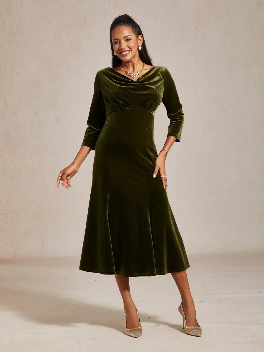Midikleid aus hochelastischem Samt