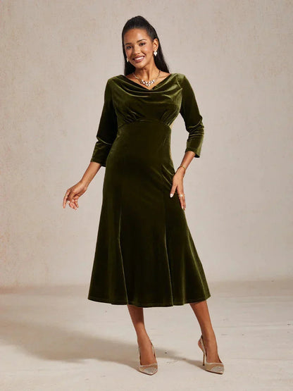 Midikleid aus hochelastischem Samt