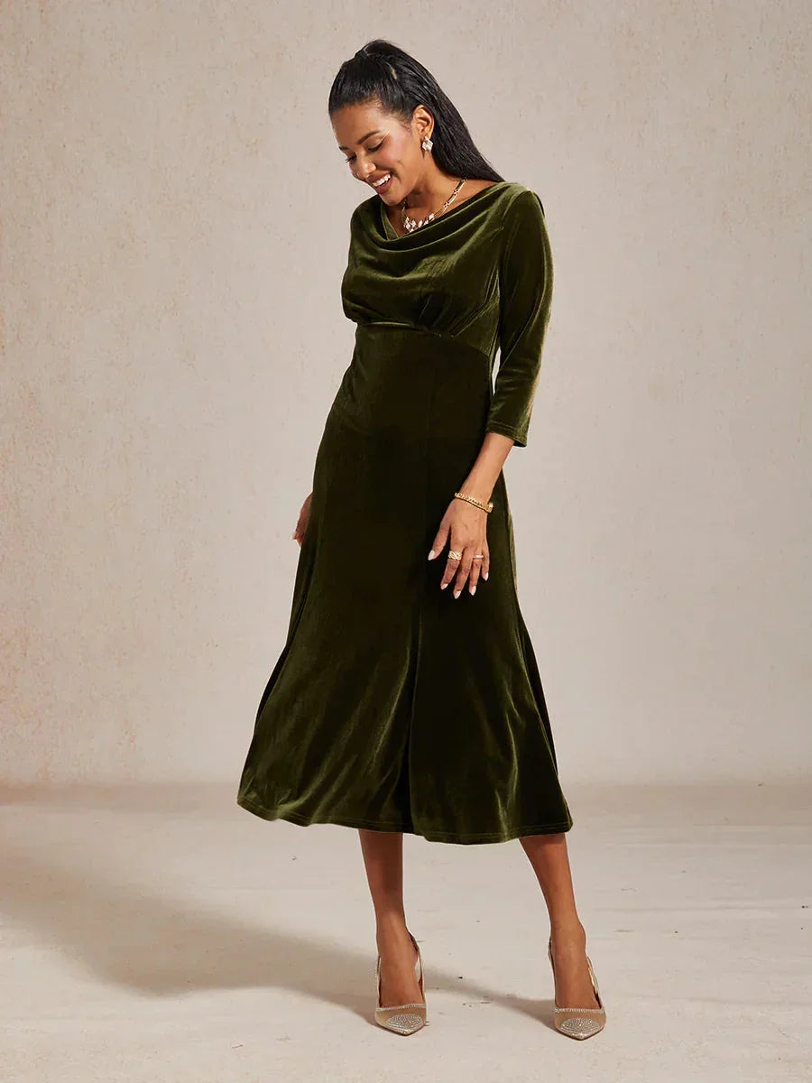 Midikleid aus hochelastischem Samt