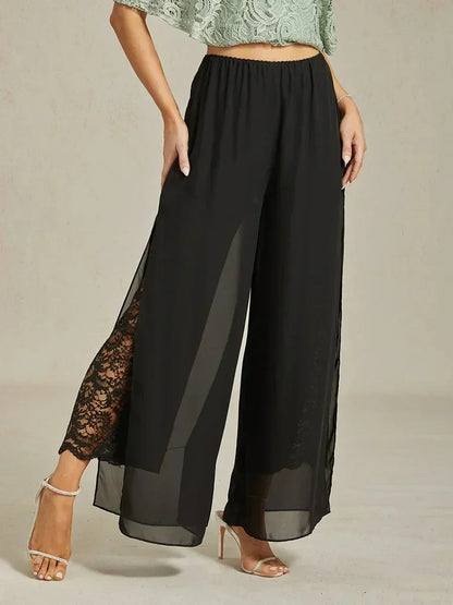 Hose mit geradem Bein und Chiffon-Überzug mit Schlitz am Bein
