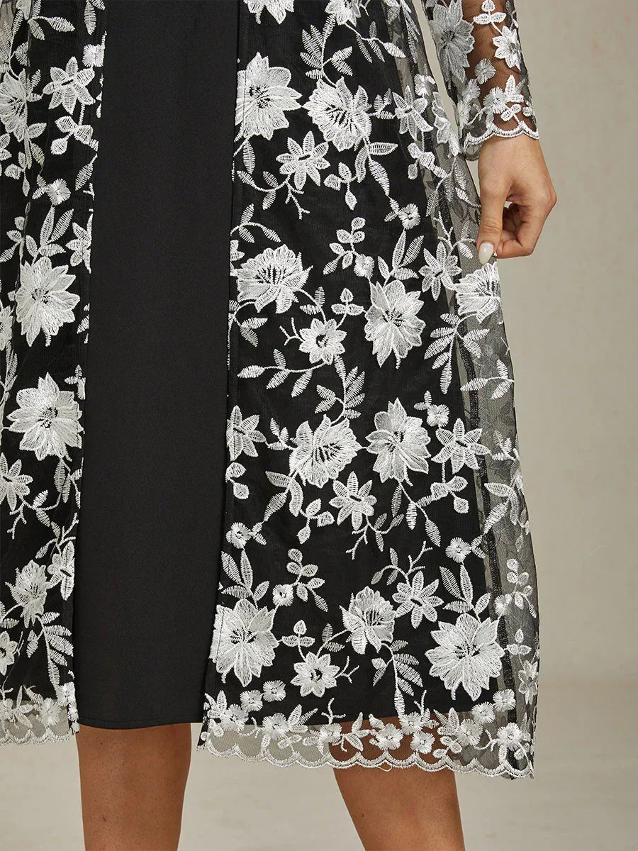 Lace Embroidered Floral Dress Set