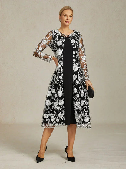 Lace Embroidered Floral Dress Set