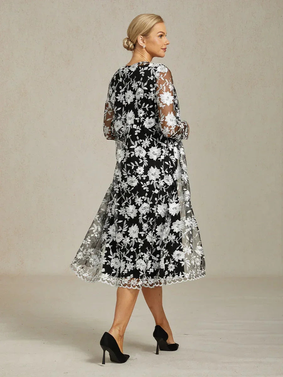 Lace Embroidered Floral Dress Set