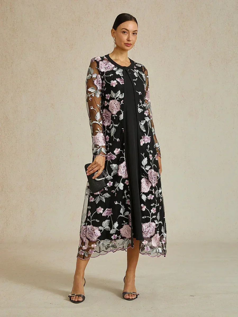 Long Floral Embroidered Lace Jacket