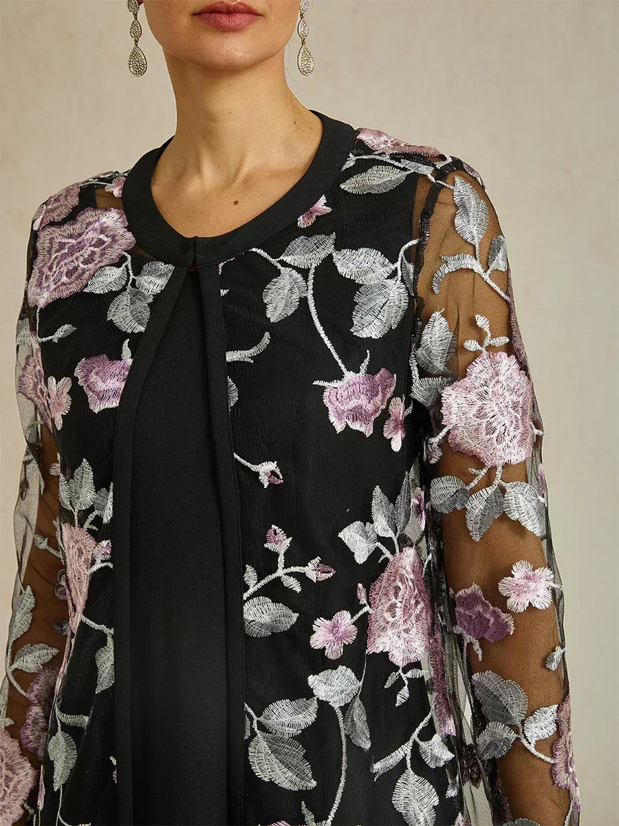 Long Floral Embroidered Lace Jacket