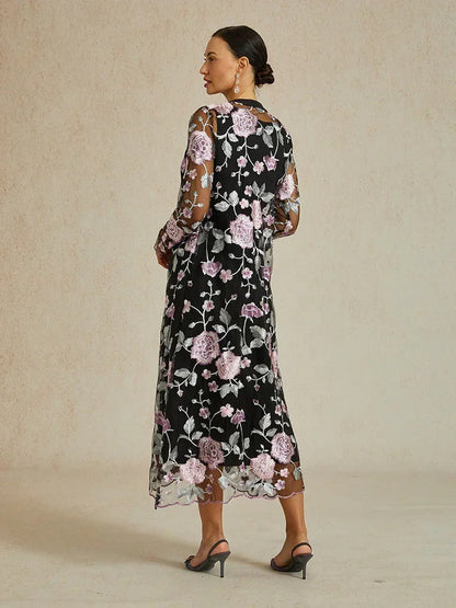 Long Floral Embroidered Lace Jacket