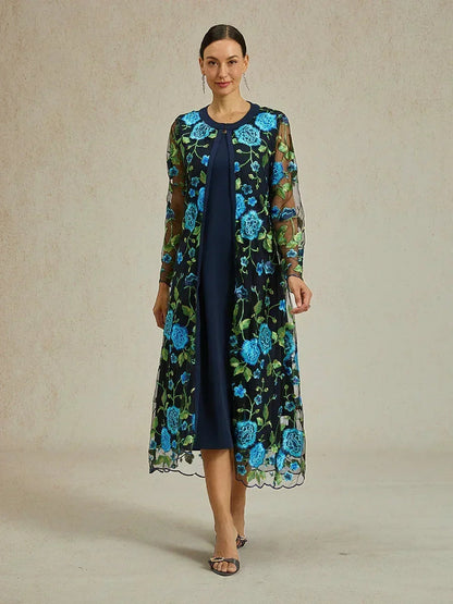 Long Floral Embroidered Lace Jacket