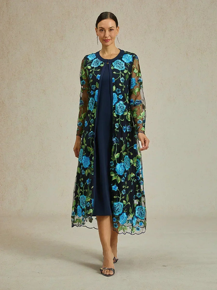 Long Floral Embroidered Lace Jacket