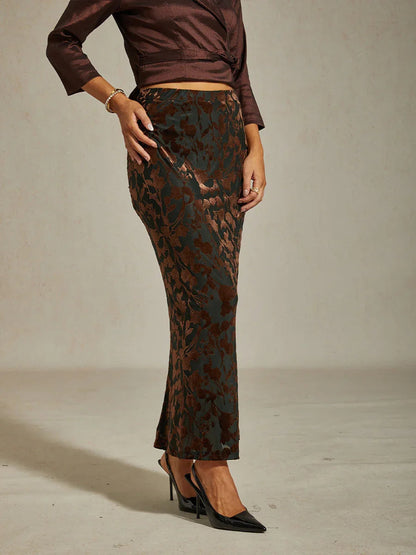 Long Floral Skirt with Fishtail
