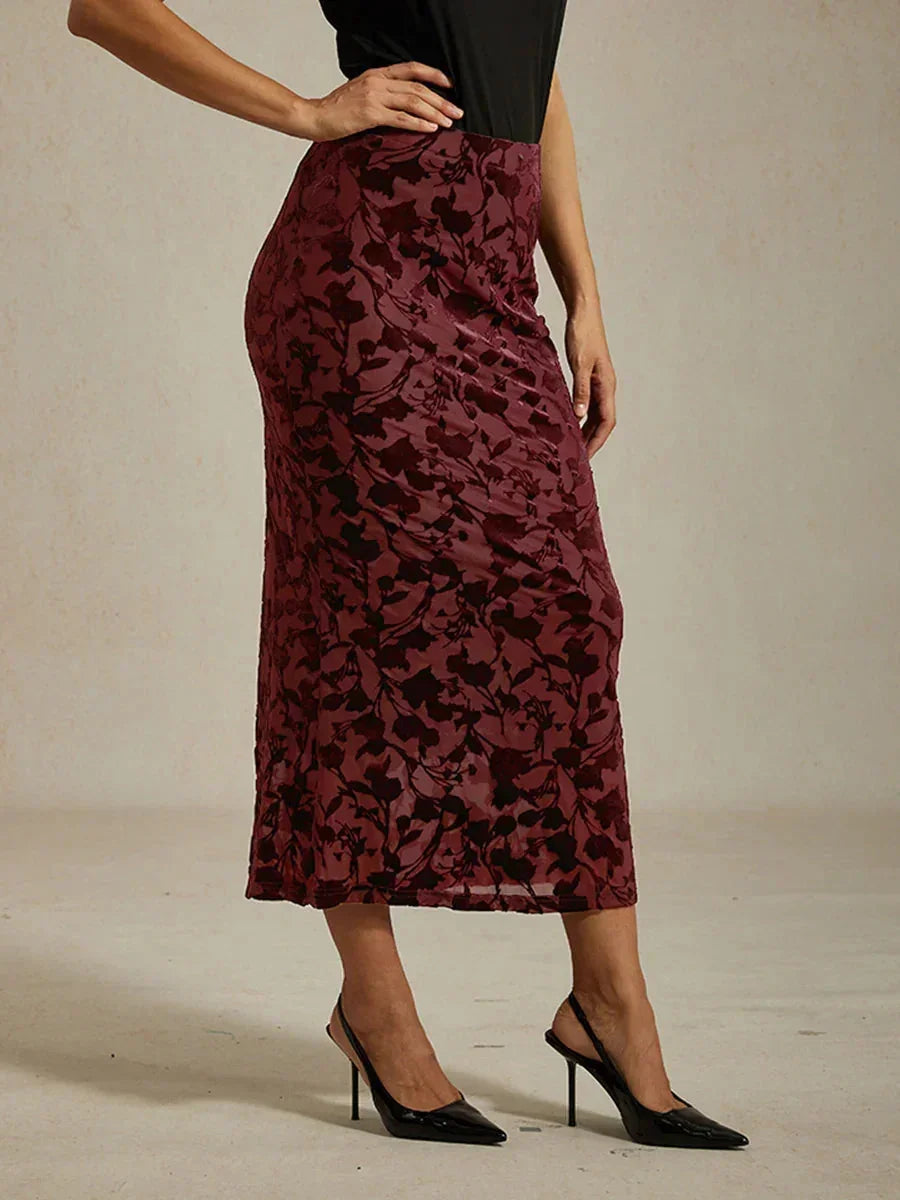 Long Floral Skirt with Fishtail