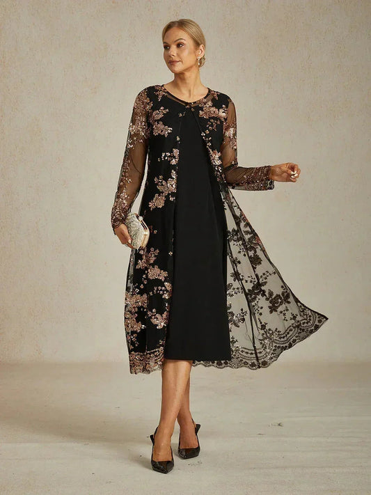 Vintage Sequin Embroidered Jacket Dress