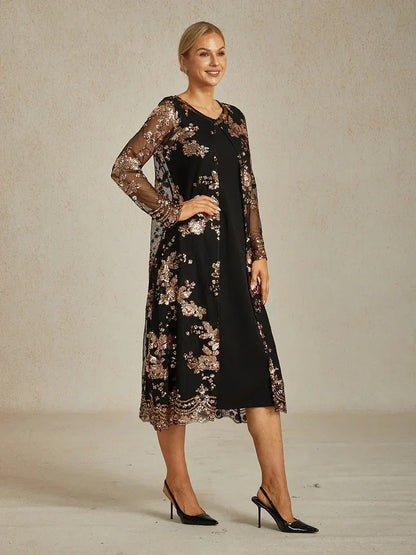 Vintage Sequin Embroidered Jacket Dress