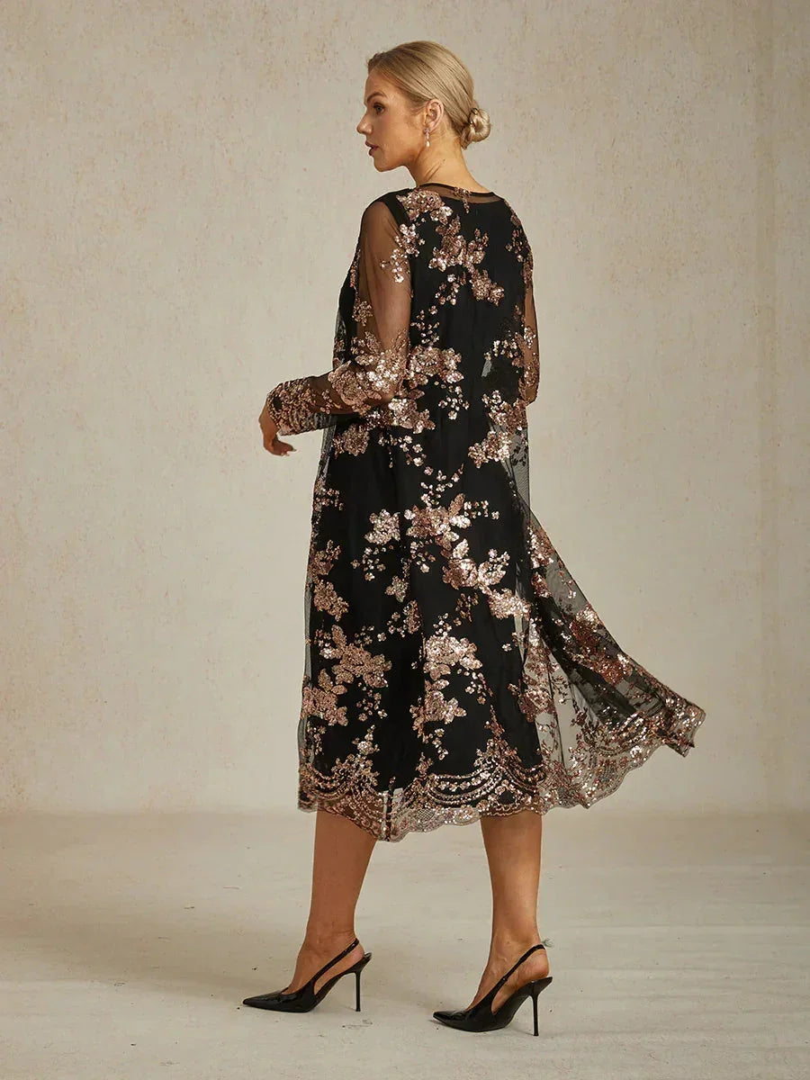 Vintage Sequin Embroidered Jacket Dress