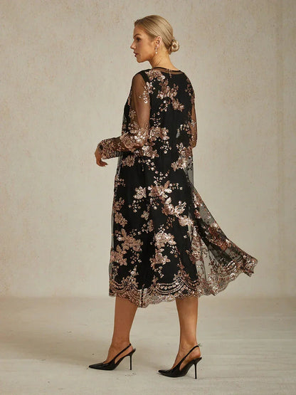 Vintage Sequin Embroidered Jacket Dress