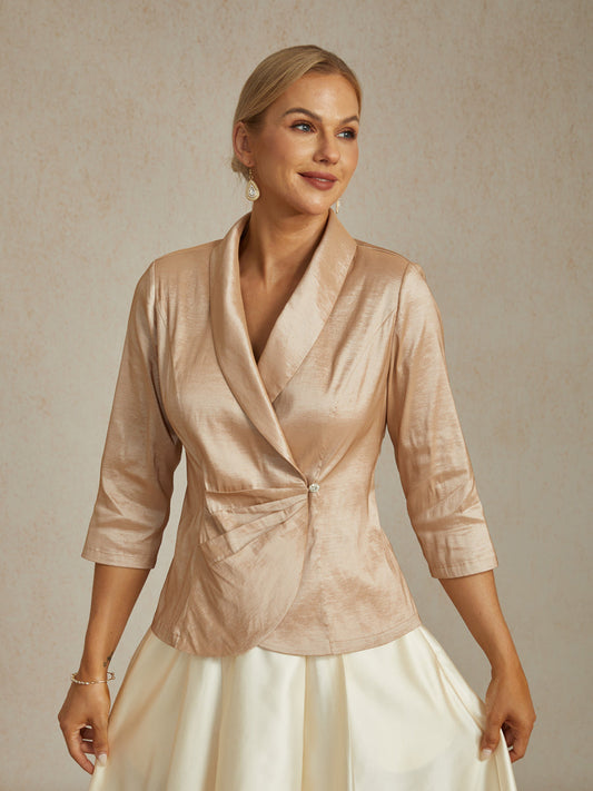 Stretch Taffeta Blouse with Decorative Side Closure