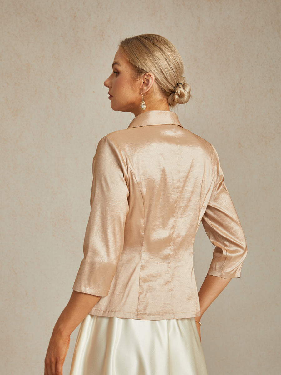Stretch Taffeta Blouse with Decorative Side Closure