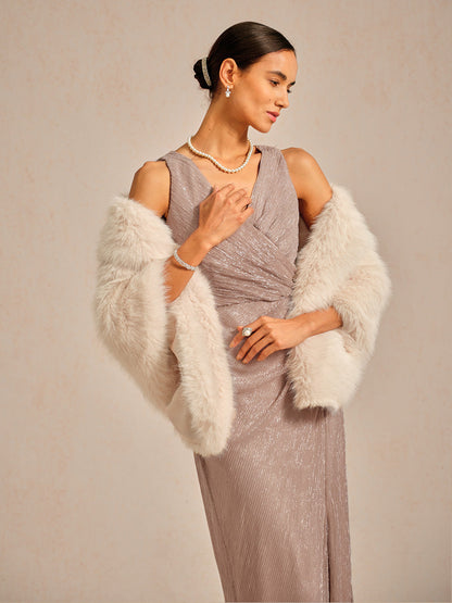 Faux Fur Shawl with Soft Touch and Fluffy Texture