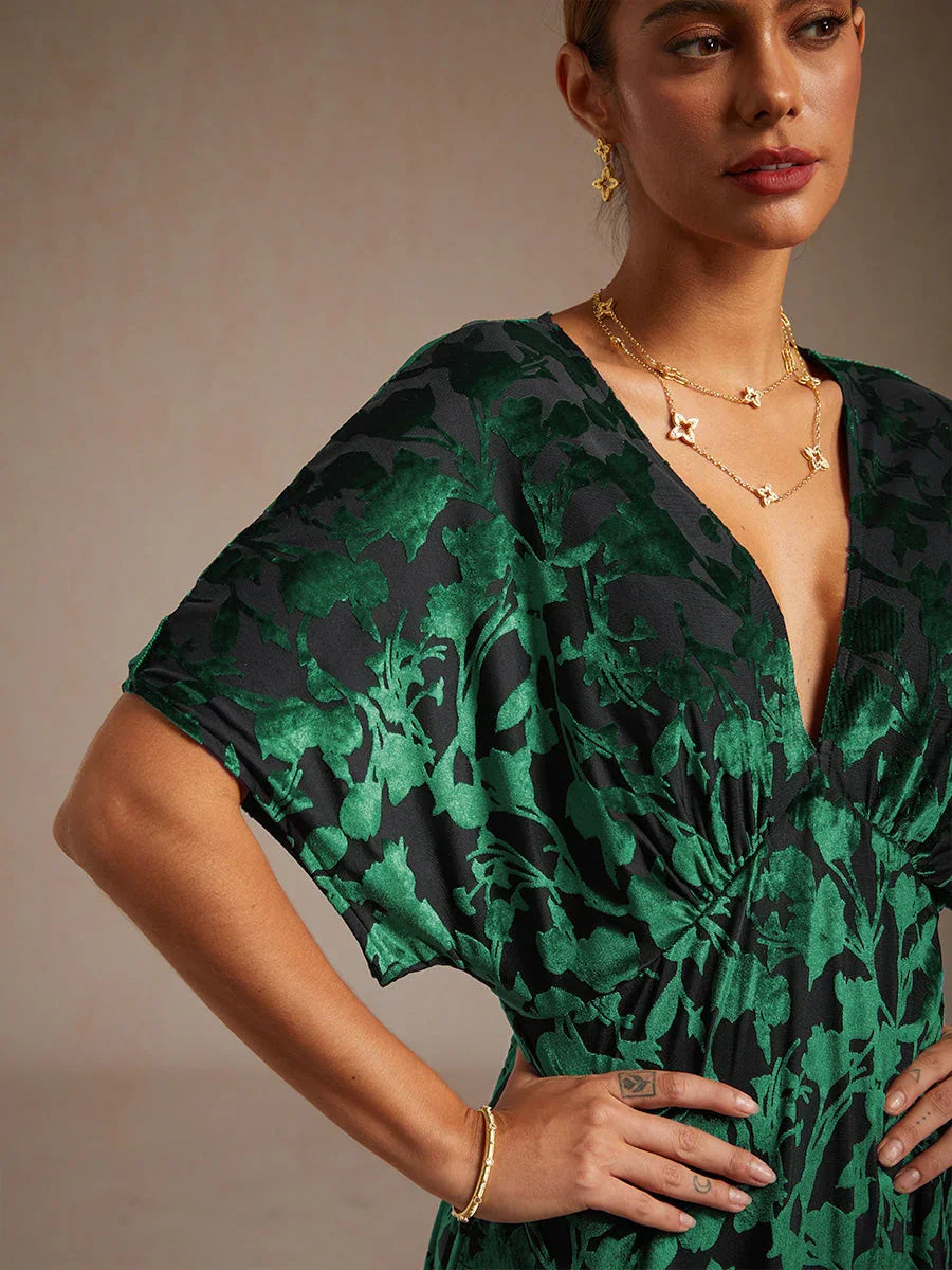 V-Neck Floral Maxi Dress