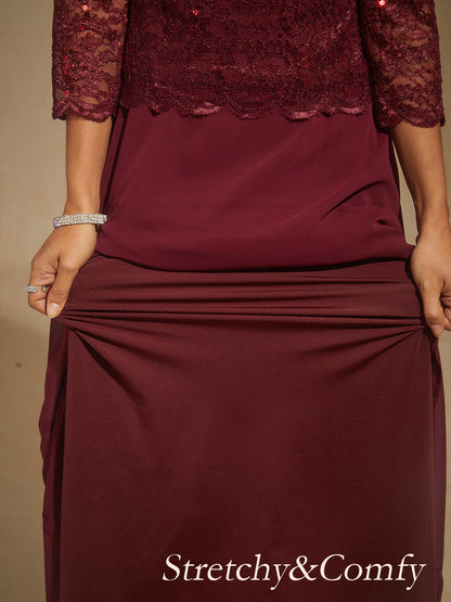 Elegant Lace and Chiffon Floor-Length Dress