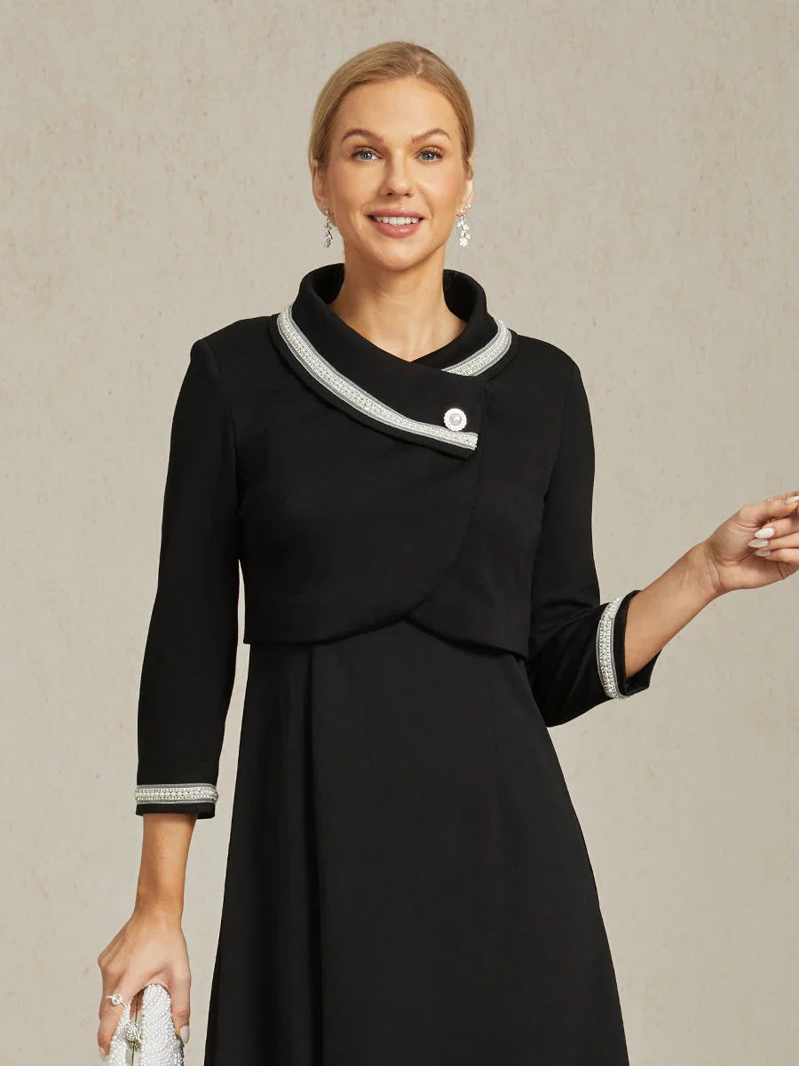 Elegant Stretch Beaded Jacket with Two-Way Styling